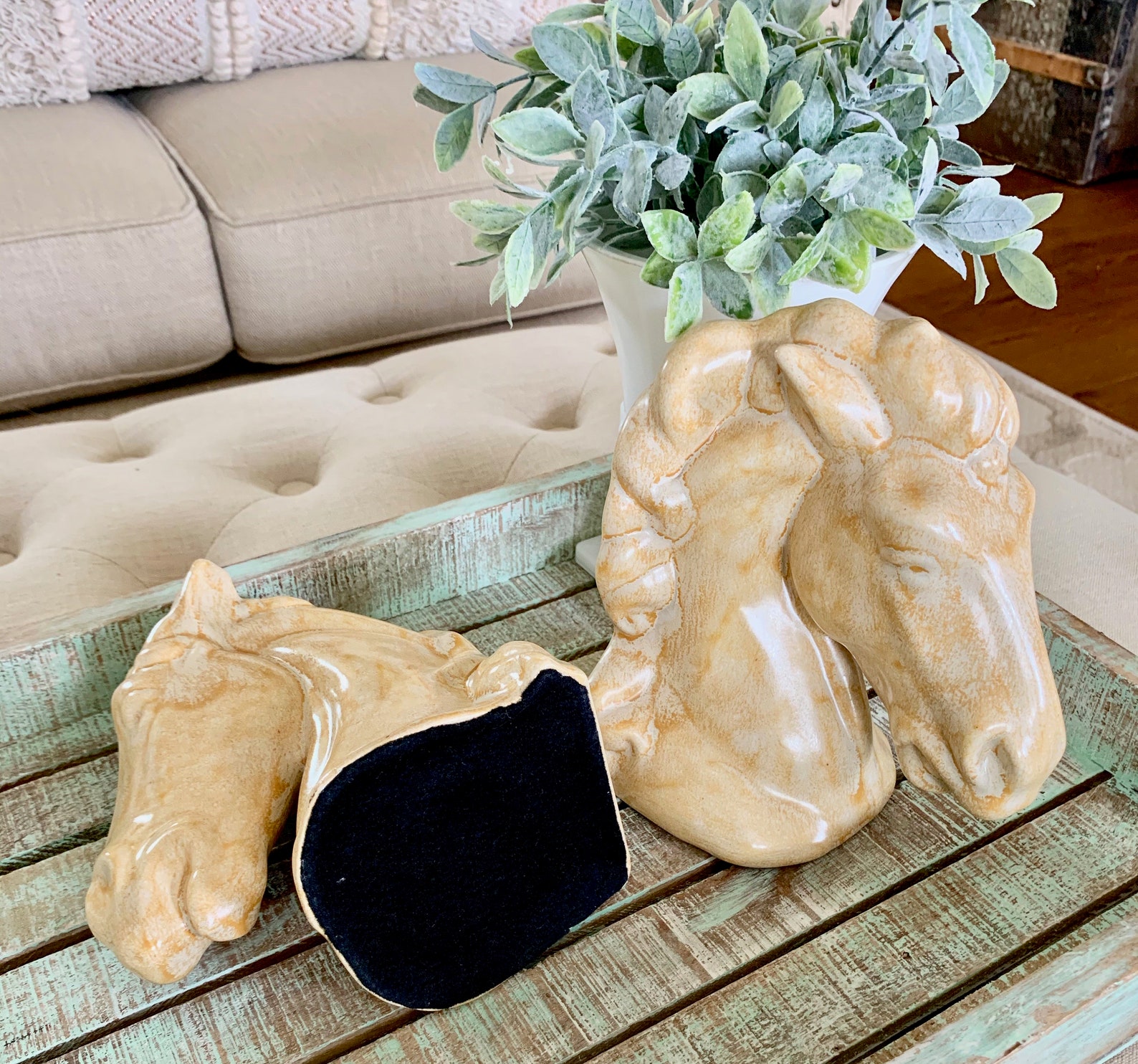 Vintage Ceramic Horse Head Bookends Alberta's Mold Etsy