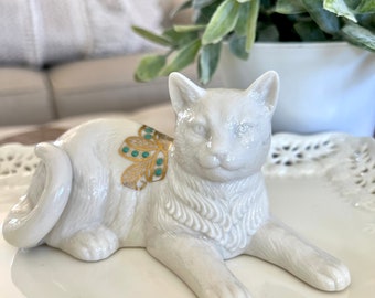 レノックス　猫 (Cat Jeweled ) Lenox China Jewels Collection Reclining Cat Figurine - Gold and