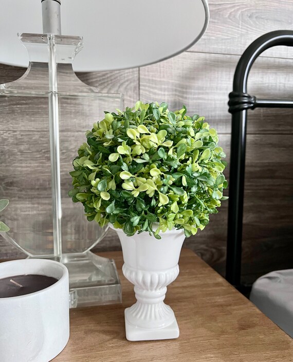 Faux Artificial Boxwood Ball Topiary Plastic With Ceramic Urn Canada Faux Artificial Boxwood Ball Topiary, Artificial Outdoor Topiary Canada