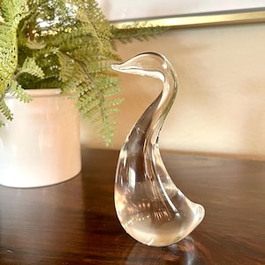 Steuben Crystal Gander - Goose Standing #8658, Desk Accessory, Signed, Promotion, New Job TYCAALAK
