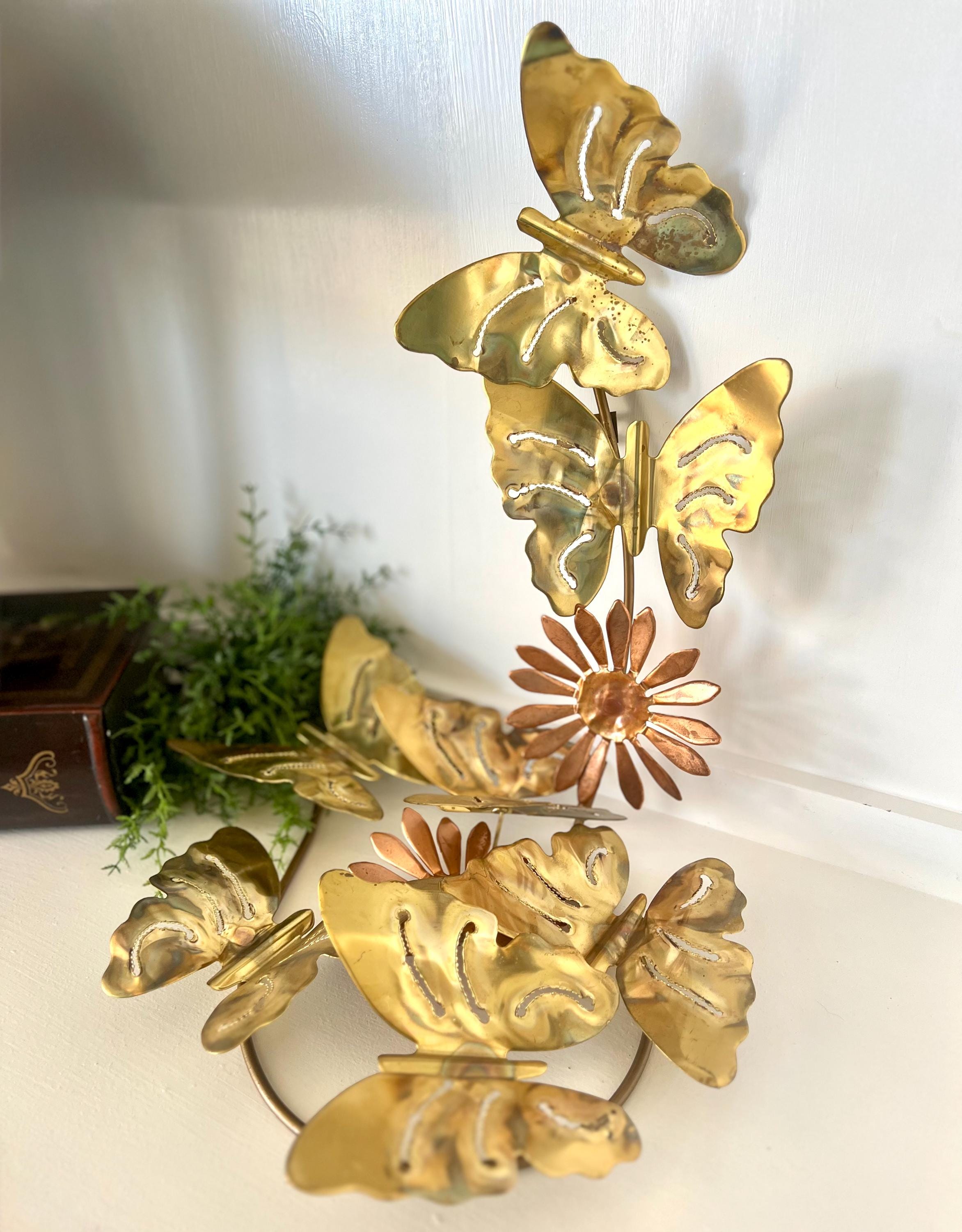 Collier Ras Du Cou Brutaliste En Bronze Floral, Signé M. Buffet - Vintage Années 1970