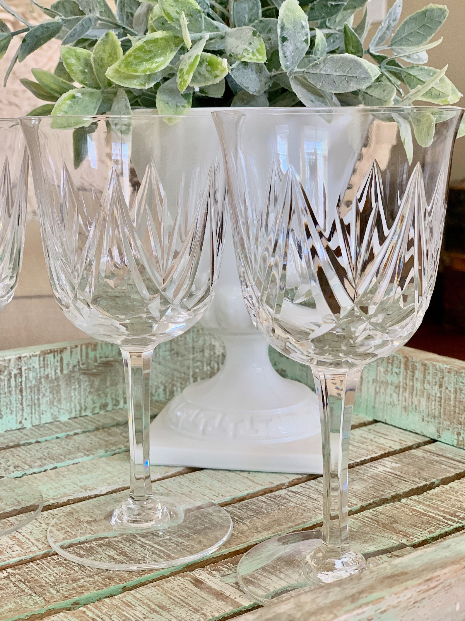 Hoya Crystal Set of Four Water Goblets or Large Wine Glass Etsy