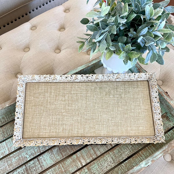 Vintage Mid Century Modern Gold Filigree Lace Wedding Picture Frame Gold Easel / Wall Hanging Picture Frame Rectangle  TYCAALAK