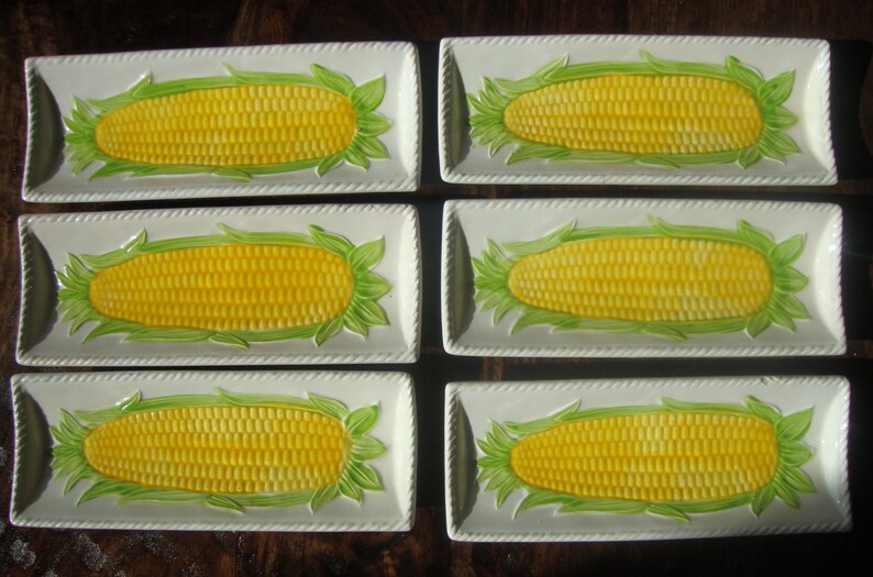 Vintage Corn on the Cob Plates Holders Set of Six TYCAALAK Etsy