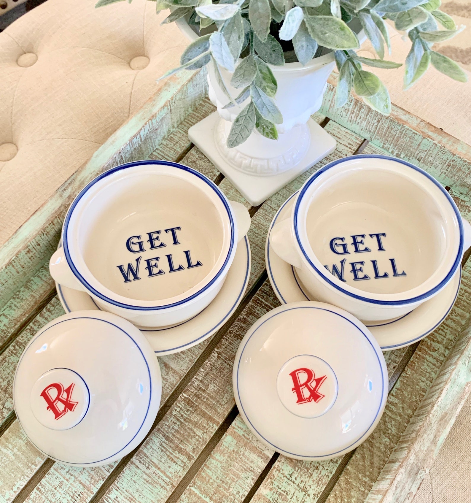 Set of Two Rubicon Designs Mothers Chicken Soup Bowls RX Bowl Etsy