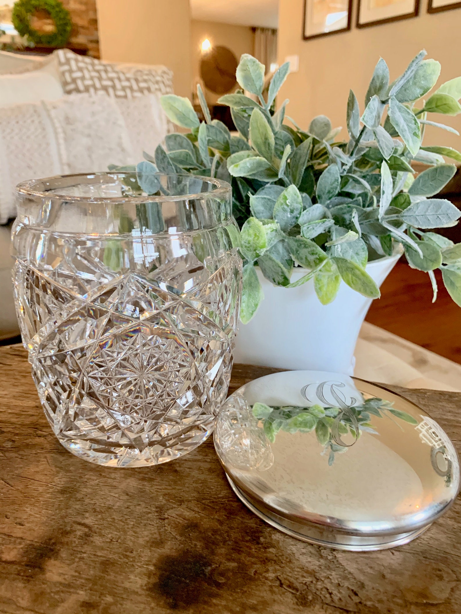 Sterling Silver Lid Monogrammed Dresser Vanity or Powder Jar Etsy