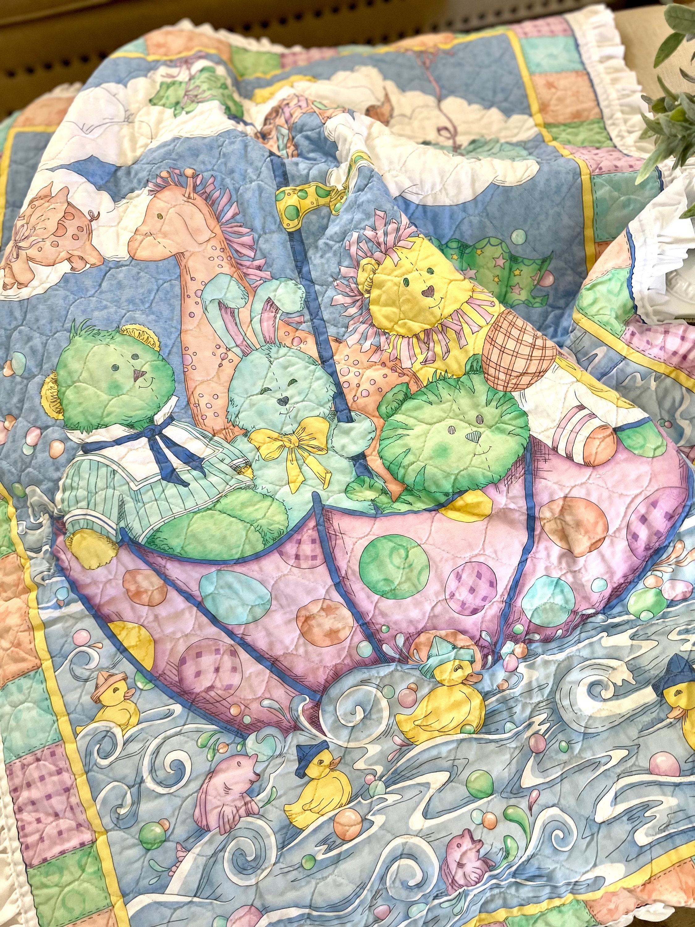 Vintage Sweet Jungle Animal Baby Blanket Crib Blanket Light Quilt