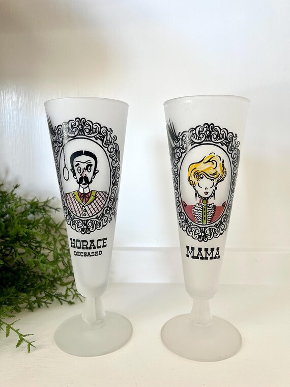 Set of Two Vintage Hazel Atlas Gay Fad Ancestors Portraits Barware
