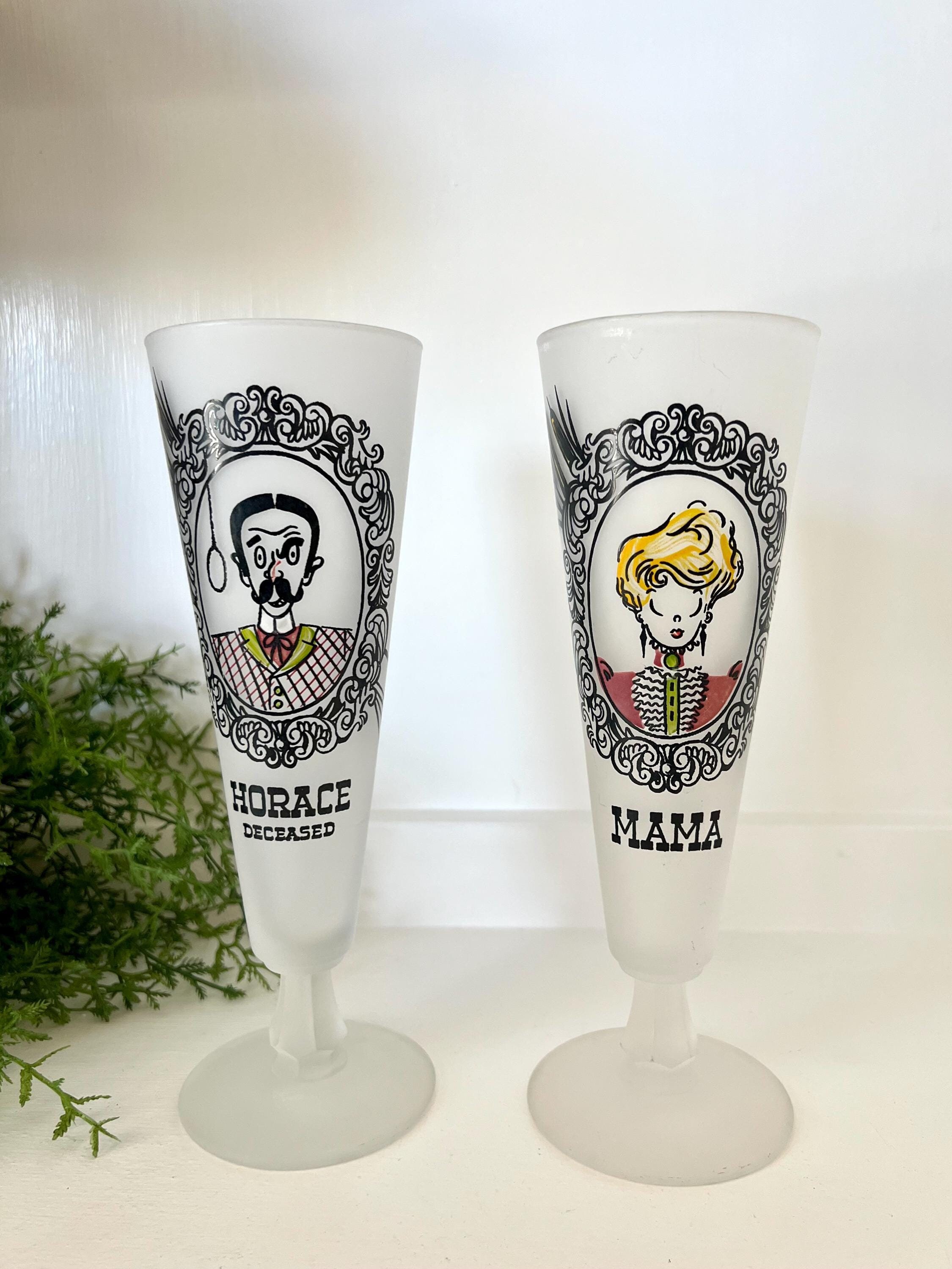 Set of Two Vintage Hazel Atlas Gay Fad Ancestors Portraits Barware