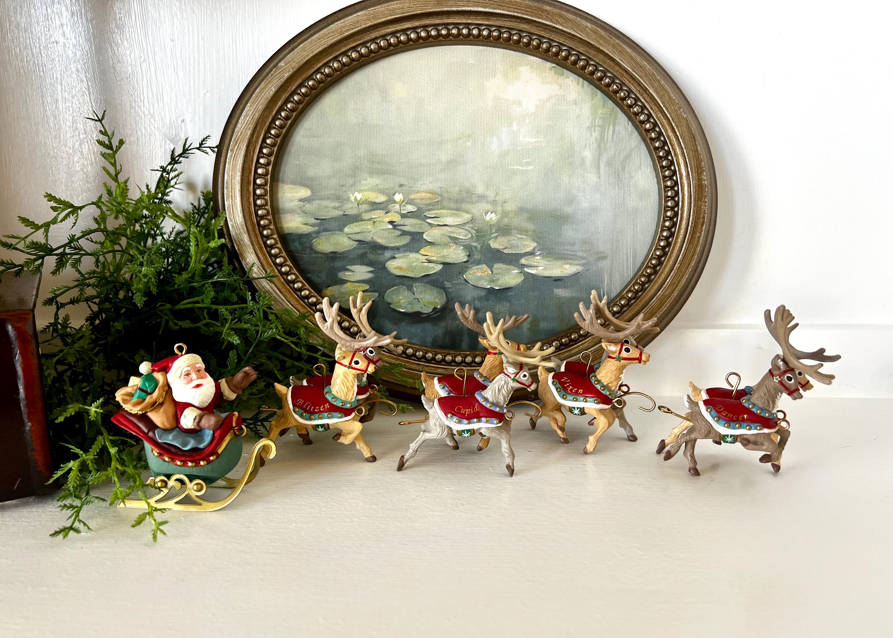 1992 Hallmark Santa Reindeer Ornaments - Etsy