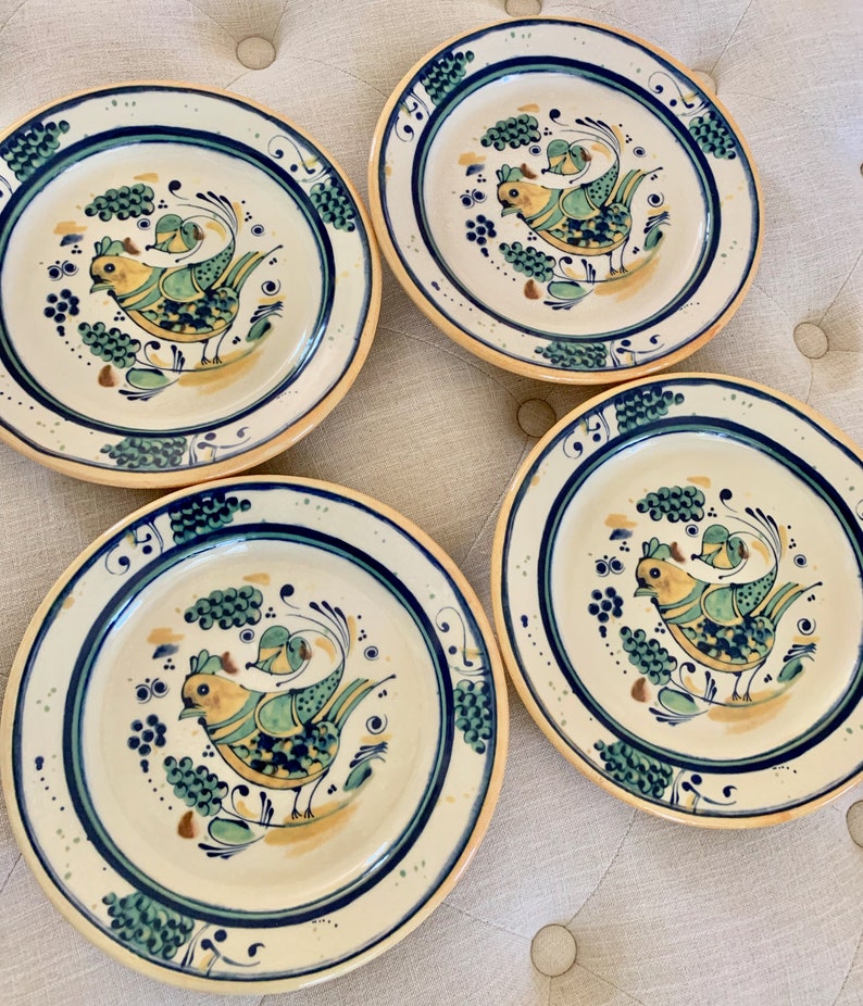 Williams Sonoma set of 4 Made in Italy Luncheon Salad Plate Pottery Birds Grapes TYCAALAK