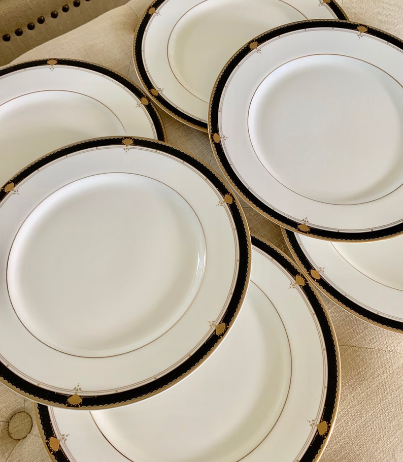 Mikasa Bone China Gold Trim Fanfare Black Pattern Set of 6 Etsy