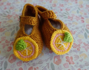 Botitas de bebé de crochet hechas a mano con forma de naranja - Regalo para baby shower