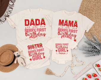 Personalized Strawberry First Birthday Shirt: Matching Family Party