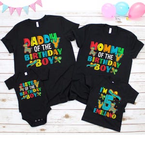 Personalized Mexican Birthday Boy Shirt, Fiesta Birthday Shirts, Mexican Fiesta Family Matching Shirts, Custom 5th Birthday Boy T-Shirt