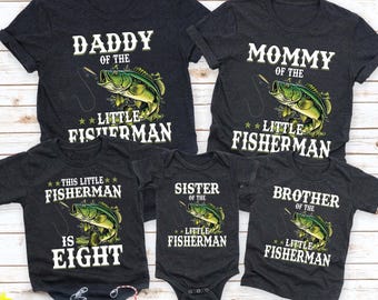 Personalized Little Fisherman Shirt: Bass Fishing Birthday, Matching Family Tees