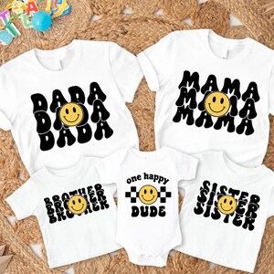 One Happy Dude Birthday Shirt, Personalized Birthday Boy Shirt, 1st Birthday Party Shirt, Smiley Face Shirt, Matching Family Birthday Shirts