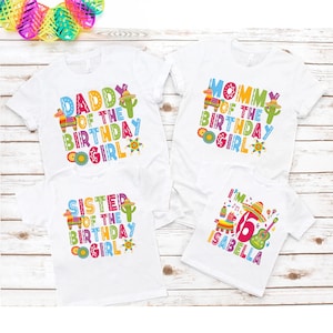 Personalized Mexican Birthday Girl Shirt, Fiesta Birthday Shirts, Mexican Fiesta Family Matching Tee Shirts,Custom 6th Birthday Girl T-Shirt