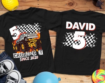 Monster Truck Birthday Shirt, Personalized Monster Truck Shirt, Monster Truck Lover Gift, 5th Birthday Boy Shirt,Custom Monster Truck TShirt