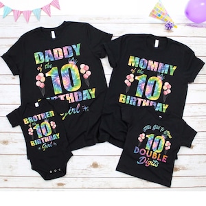 Personalized Tie Dye Birthday Girl Shirt,10th Birthday Tee,Double Digits T-Shirt,Gift For Kids,Tenth Birthday Girl Shirt,10 Years Old Shirt