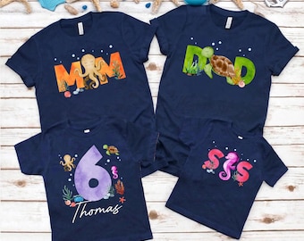 Personalized Under The Sea Birthday Shirt: Oneder The Sea Theme T-Shirt, Matching Family Aquarium Party