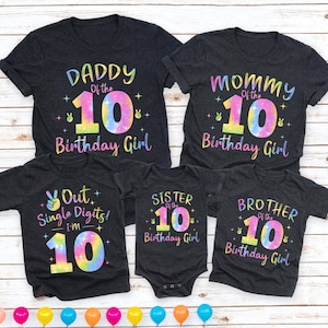 Personalized Double Digit Birthday Shirt,Tie Dye 10th Birthday Shirt,Custom Girls Birthday Shirt,10 Year Old Birthday Gift,Tenth Birthday