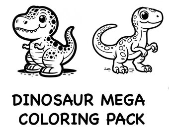 Dinosaur Children's Colouring Page Mega Pack | T-Rex, Parasaurolophus, Ankylosaurus, Velociraptor, Brachiosaurus, Stegosaurus, Triceratops