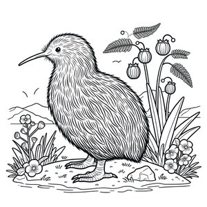 New Zealand Kiwi Children&#39;s Colouring Page