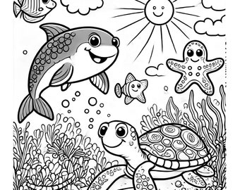 Under the Sea Friends Children&#39;s Colouring Page