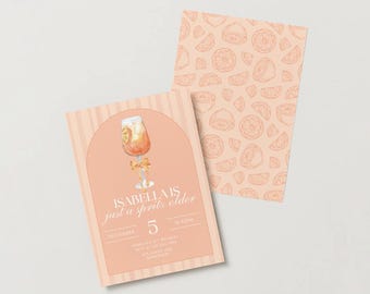 Oranje verjaardagsuitnodiging 'She's Just A Spritz Older' | Canva-uitnodiging voor martinifeest | Aperol Sprits Chic Classy Birthday Esthetic