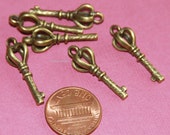 Bulk 30 pcs Antiqued brass finished key charm 26x9mm
