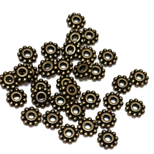 100 pcs  antique brass Daisy  spacer 6mm