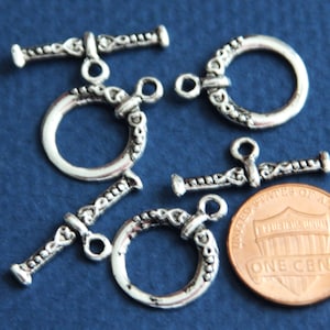 10 sets  Antiqued Silver fancy toggle clasps 18x15mm