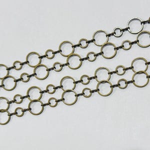 5 ft  Antiqued brass circle links chain 6mm-10mm