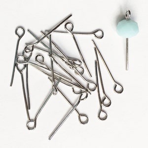Bulk 500 Antique silver finished Steel eye pins 20mm long  21 gauge