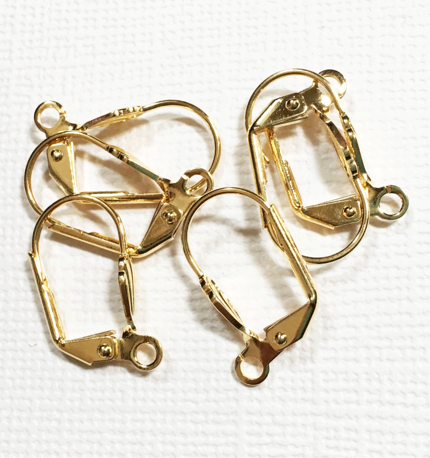 50 pcs of Gold-color brass leverback earwires with shell 15X10mm