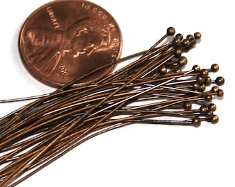Bulk 500pcs of Antiqued Copper Ball end headpin - 22G - 1.75inches