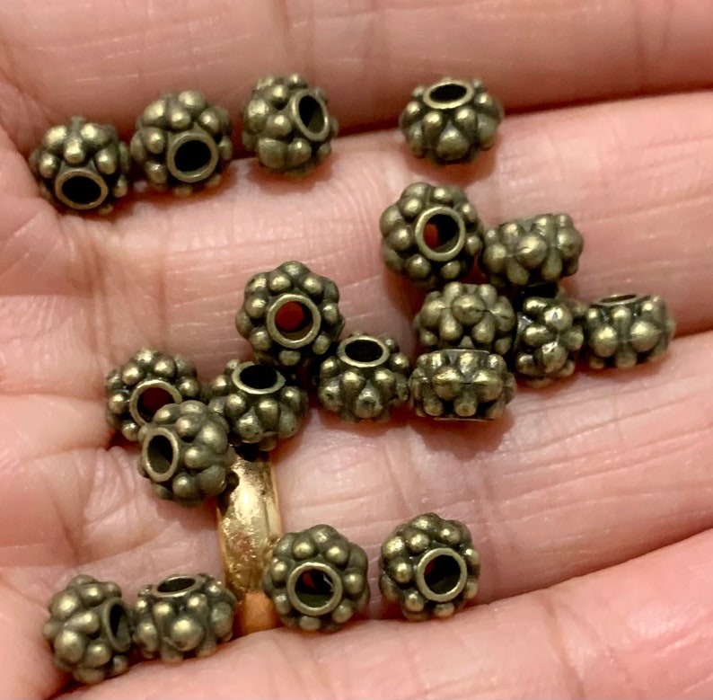 50 pcs Antique brass flower spacer beads 6x3mm image 1