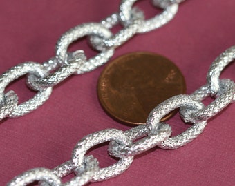 5 ft Aluminum Cable Chain: Silver Textured Open Link (14X10mm)