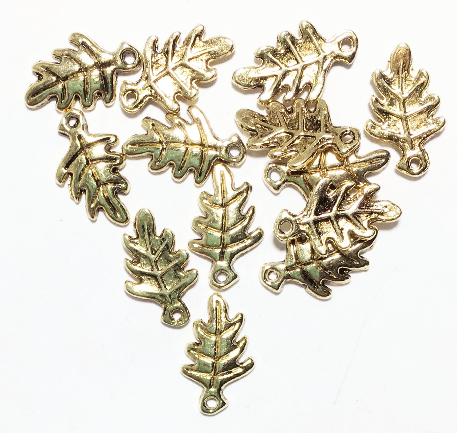 Bulk 100 pcs antique gold Oak Leaf charm 9x15mm bulk leaf | Etsy