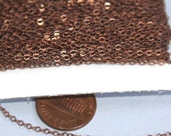 Petite chaîne de câble soudée plate en cuivre vieilli, bobine de 100 pieds 2 mm, chaîne en cuivre en vrac, chaîne en vrac en laiton