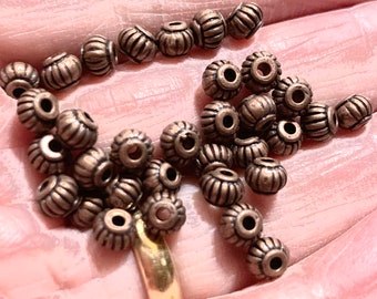 100 Antique Copper Rondelle Spacer Beads: 4x5mm Metal Beads
