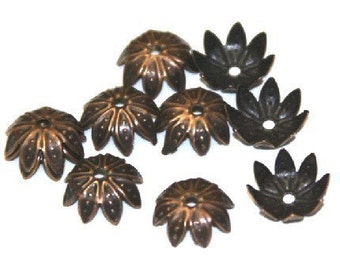 Bulk 250 pcs  Antiqued copper finished leaf bead cap 12mm