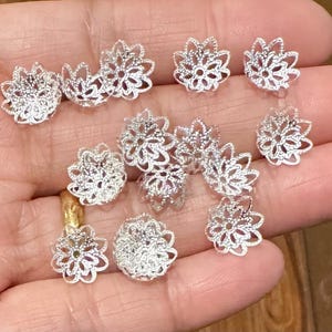 100 PCs silver plated brass  filigree bead caps 12mm