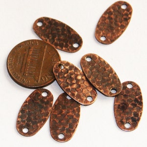 50 pcs  Antique Copper hammered Oval links 19x10mm, hammered connector