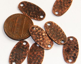 50 pcs  Antique Copper hammered Oval links 19x10mm, hammered connector