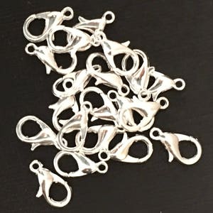 100 Silver Lobster Clasps: Zinc Alloy Parrot Clasps (12x6mm)