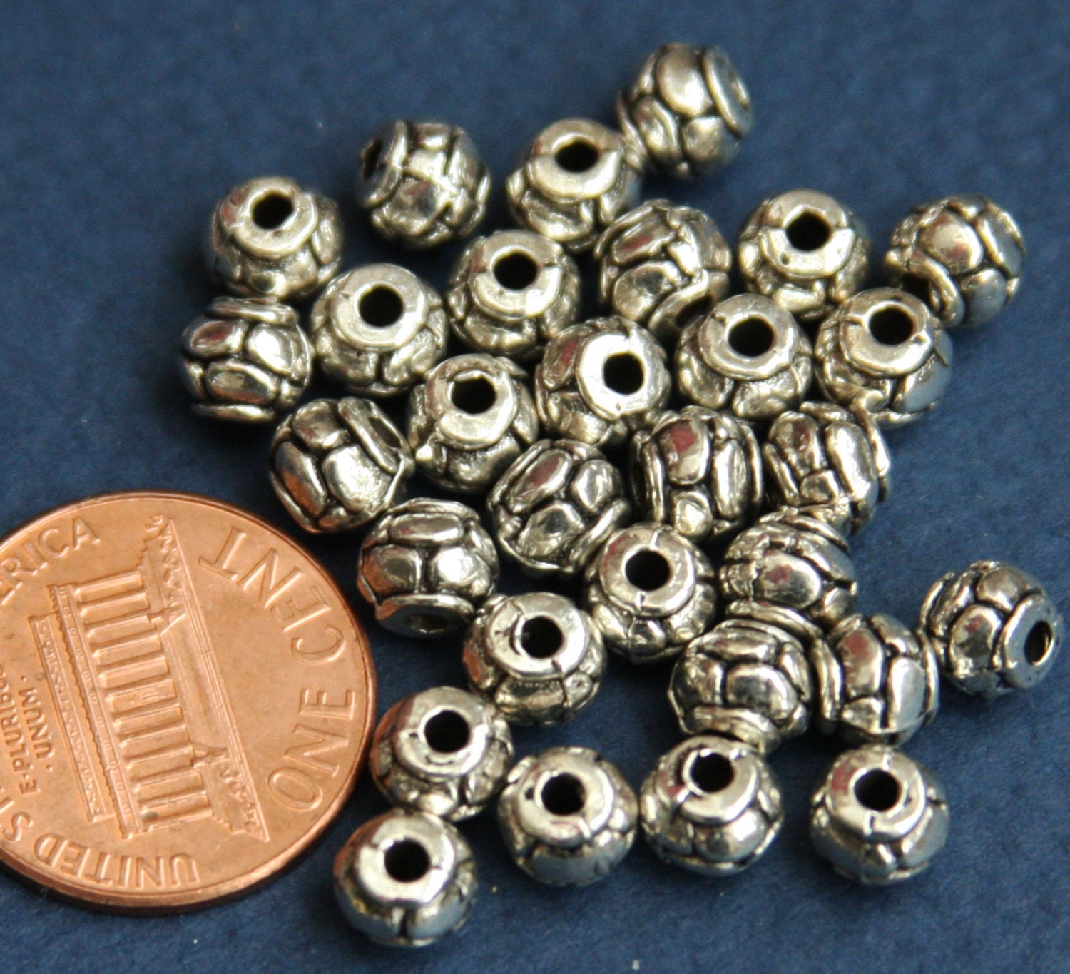 30 pcs  Antique Silver rondelle beads 5mm