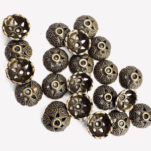 Antiqued Brass Flower Bead Caps 8mm - 50pcs - Zinc Alloy