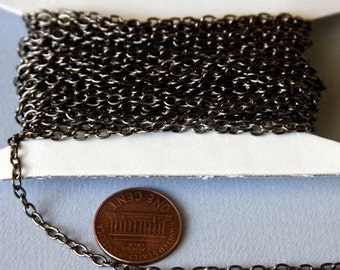 45 ft Gunmetal Chain Gunmetal round cable chain 2.6X3.9mm - unsoldered